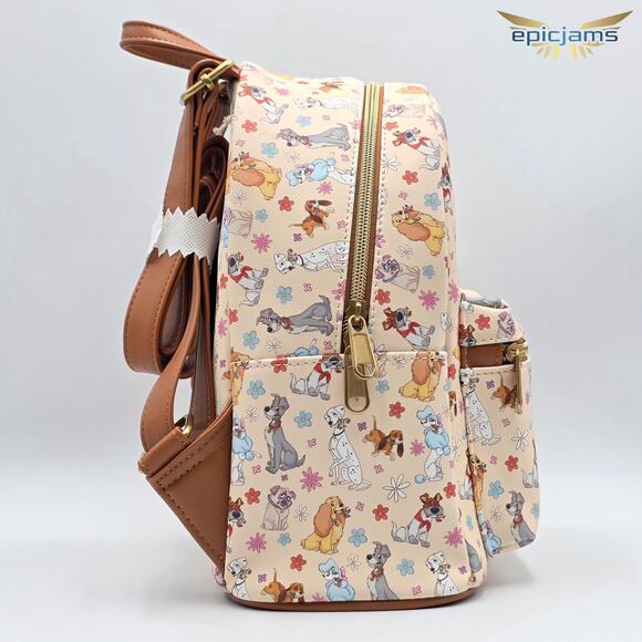 Loungefly Disney Dogs Floral Mini Backpack New - Picture 4 of 5